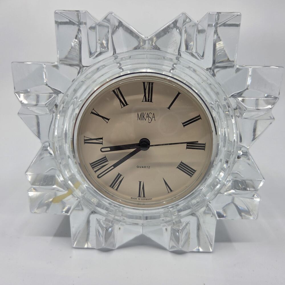 Mikasa Austria Crystal Quartz Desk Clock Art Deco Style Made in Germany Works